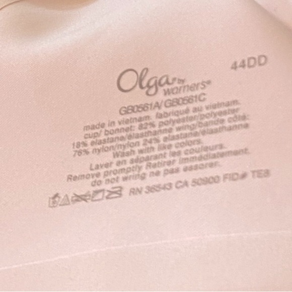 NWT Olga by Warners No Side Effects Underwire Bra Rosewater Pink 44DD - Picture 10 of 11